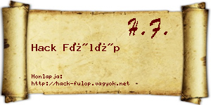 Hack Fülöp névjegykártya