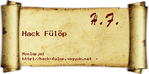 Hack Fülöp névjegykártya